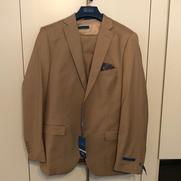 NEW Sean Alexander Mens 3 - Piece suit 42r - flax tan slim fit - Picture 2 of 5